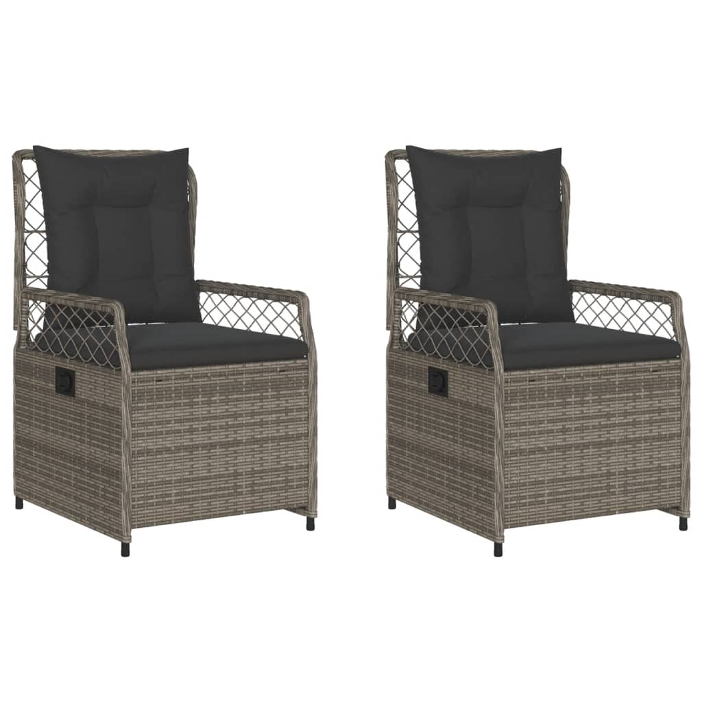 Sedie da Giardino Reclinabili 2 pz Grigio Polyrattan - homemem39