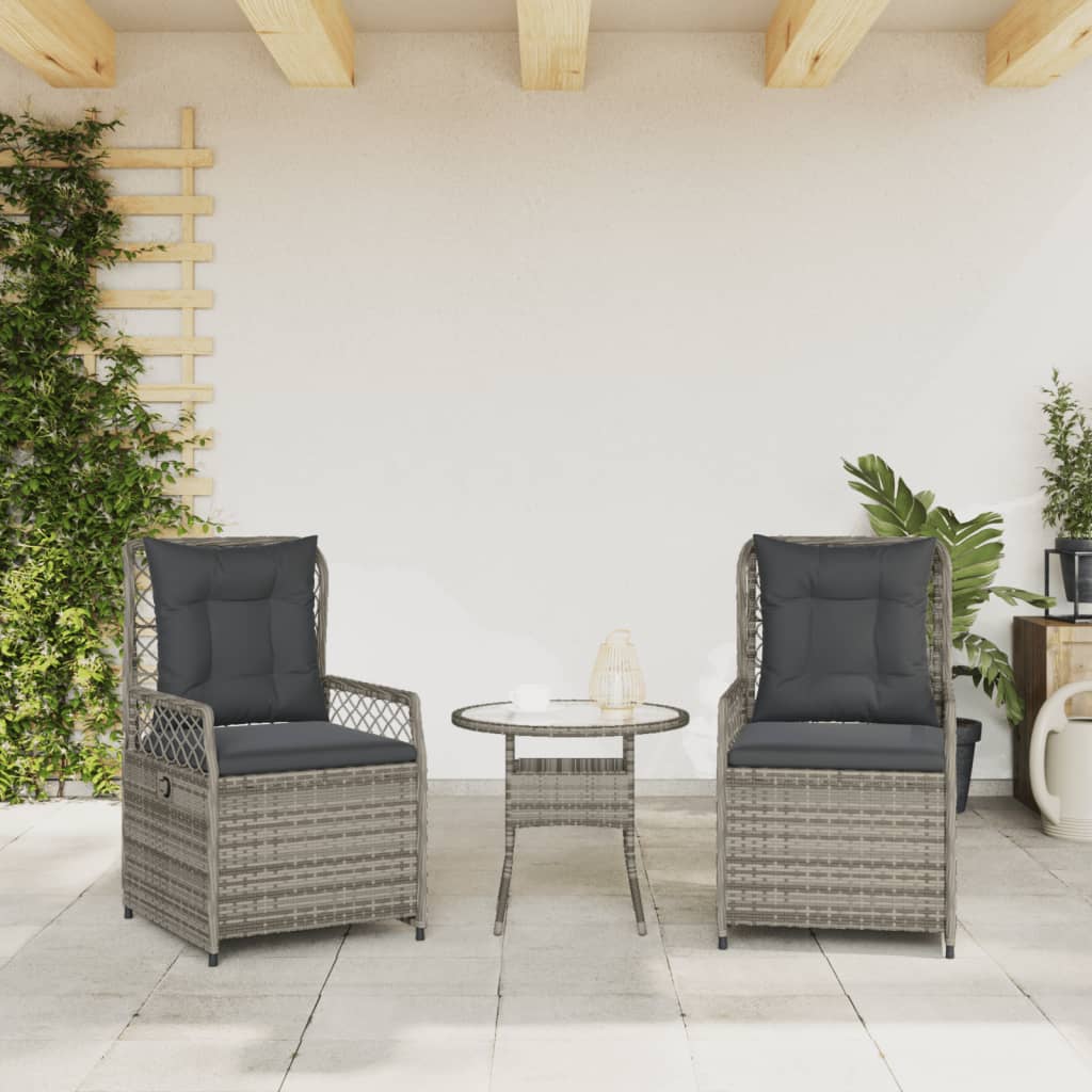 Sedie da Giardino Reclinabili 2 pz Grigio Polyrattan | homemem39
