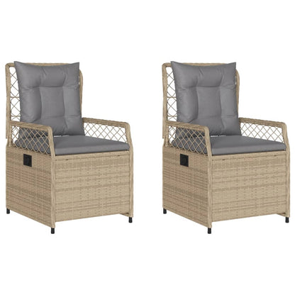 Sedie da Giardino Reclinabili 2 pz Beige Polyrattan - homemem39