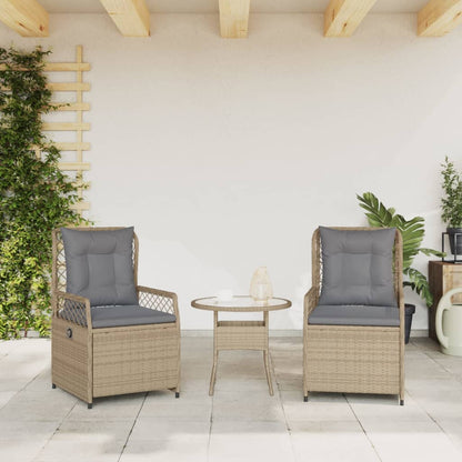 Sedie da Giardino Reclinabili 2 pz Beige Polyrattan | homemem39