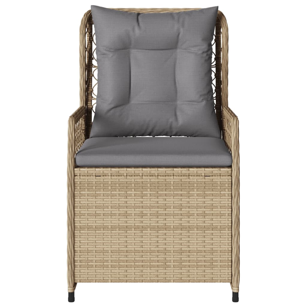 Sedie da Giardino Reclinabili 2 pz Beige Polyrattan - homemem39