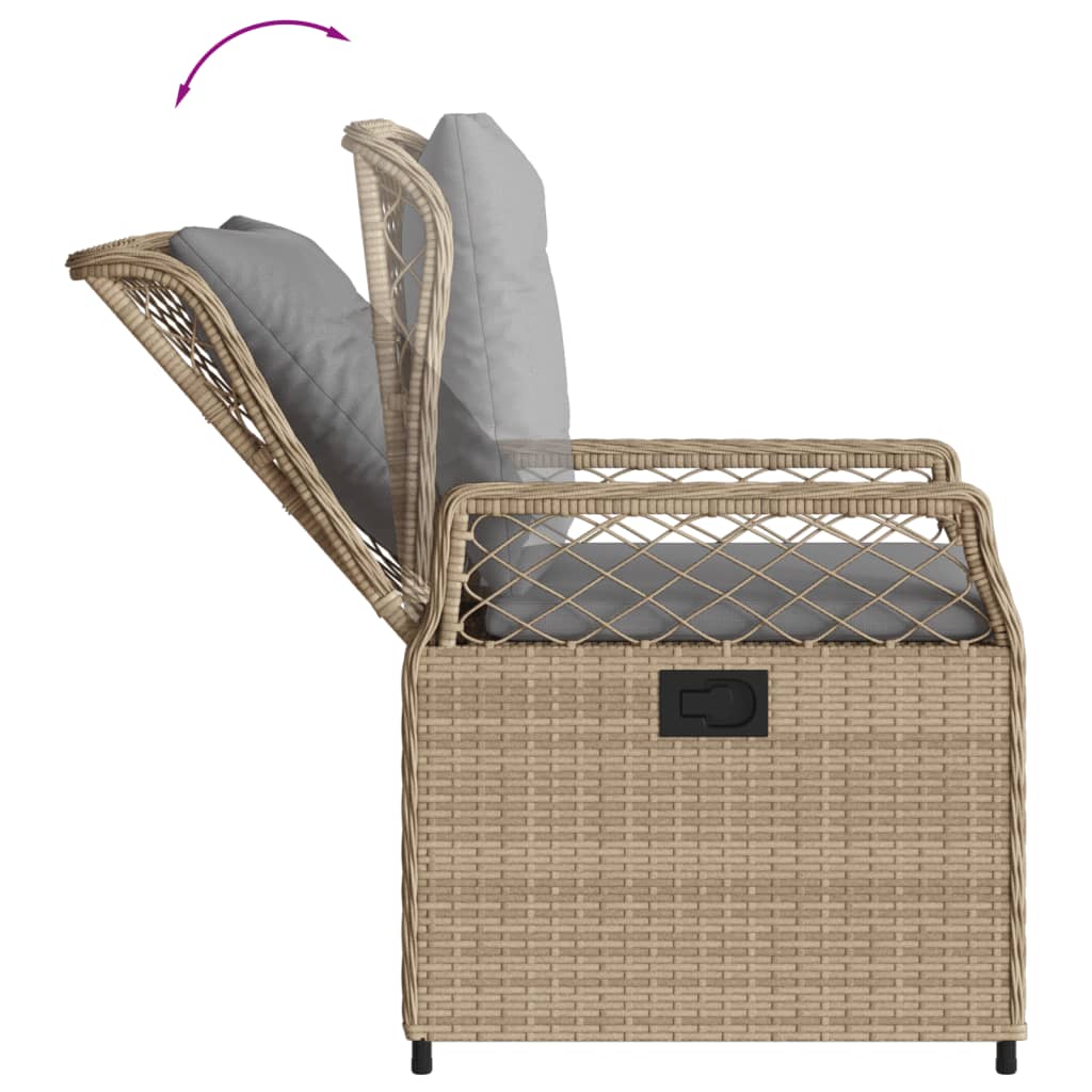 Sedie da Giardino Reclinabili 2 pz Beige Polyrattan - homemem39