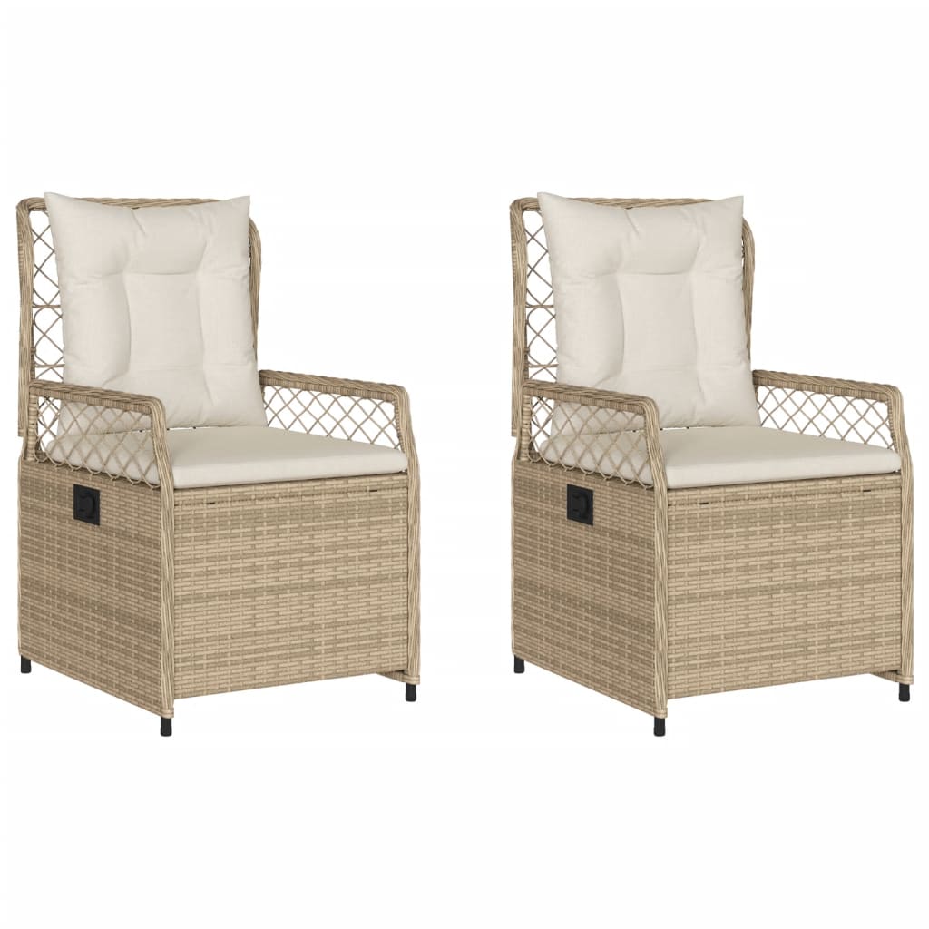 Sedie da Giardino Reclinabili 2 pz Beige Polyrattan - homemem39