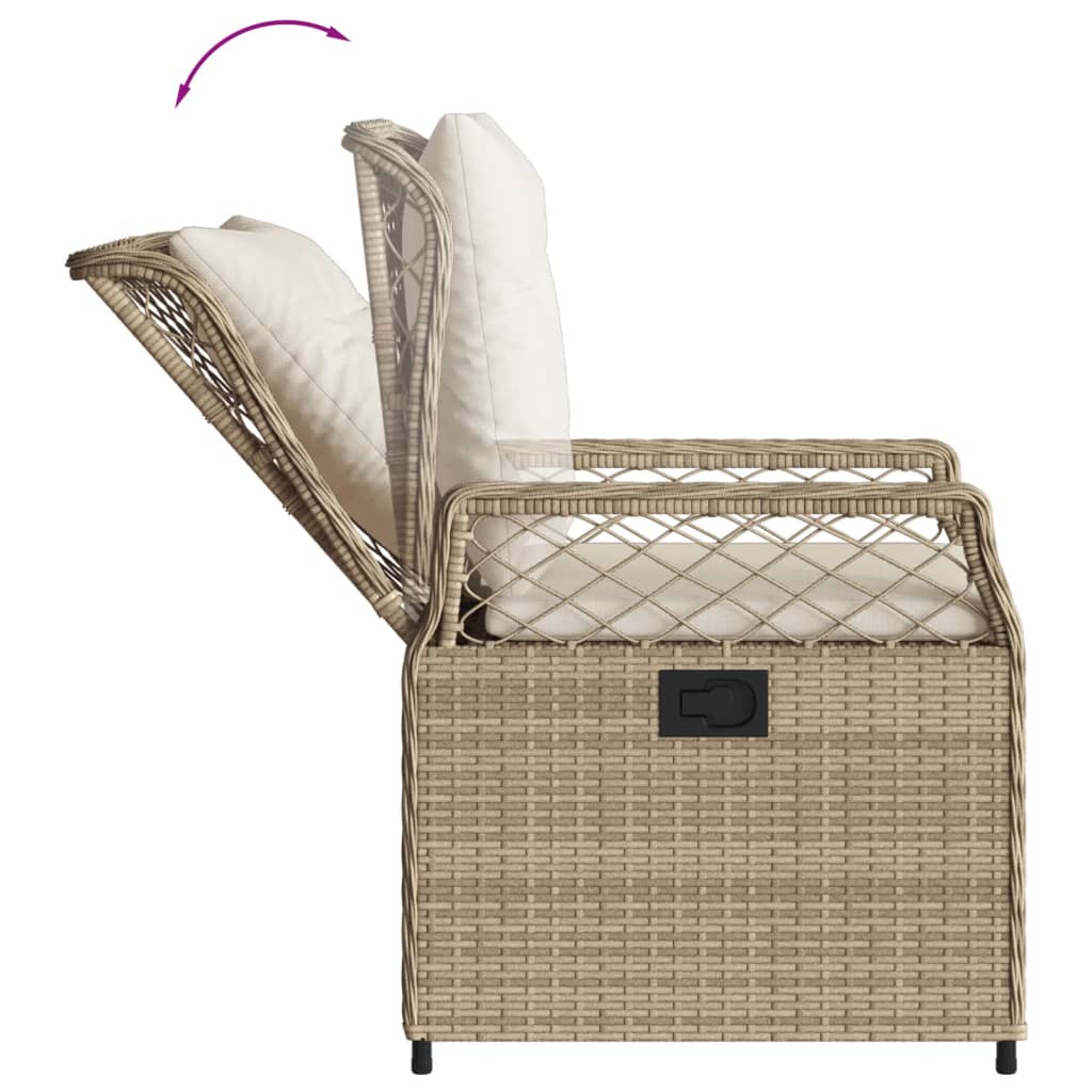 Sedie da Giardino Reclinabili 2 pz Beige Polyrattan - homemem39