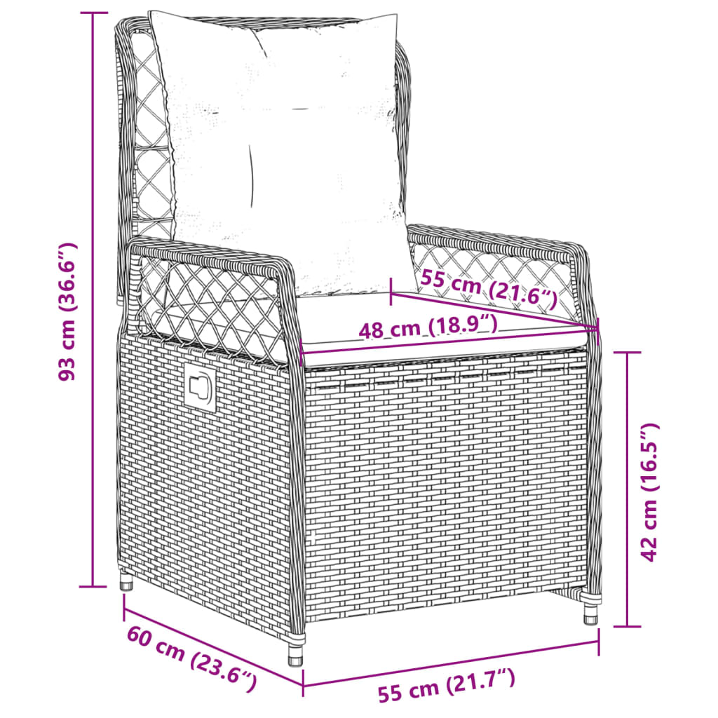 Sedie da Giardino Reclinabili 2 pz Beige Polyrattan | homemem39