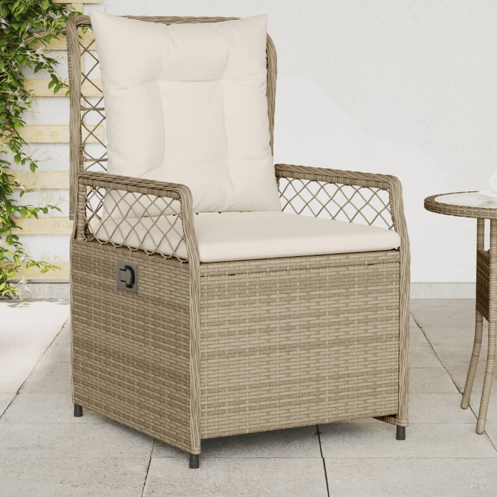 Sedie da Giardino Reclinabili 2 pz Beige Polyrattan - homemem39