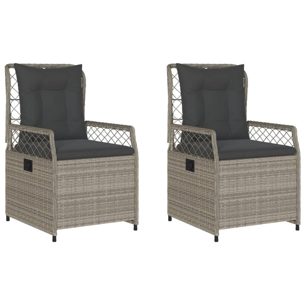 Sedie da Giardino Reclinabili 2 pz Grigio Chiaro Polyrattan - homemem39