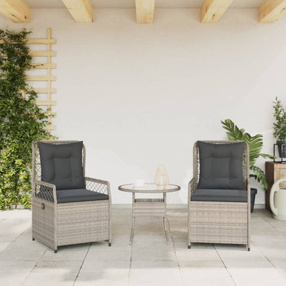 Sedie da Giardino Reclinabili 2 pz Grigio Chiaro Polyrattan | homemem39