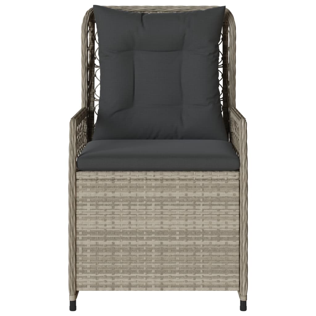 Sedie da Giardino Reclinabili 2 pz Grigio Chiaro Polyrattan - homemem39