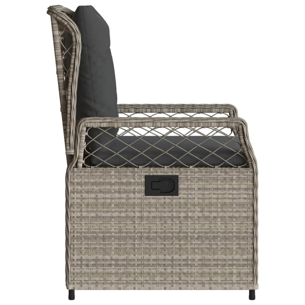 Sedie da Giardino Reclinabili 2 pz Grigio Chiaro Polyrattan | homemem39
