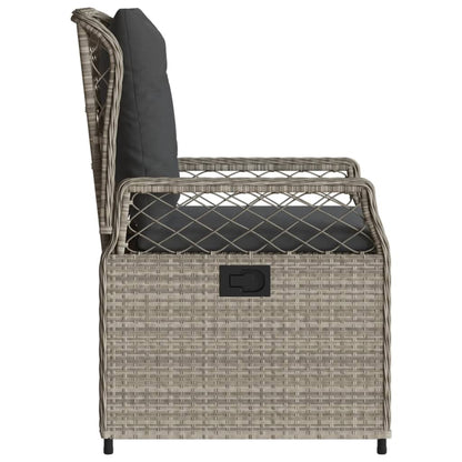 Sedie da Giardino Reclinabili 2 pz Grigio Chiaro Polyrattan | homemem39