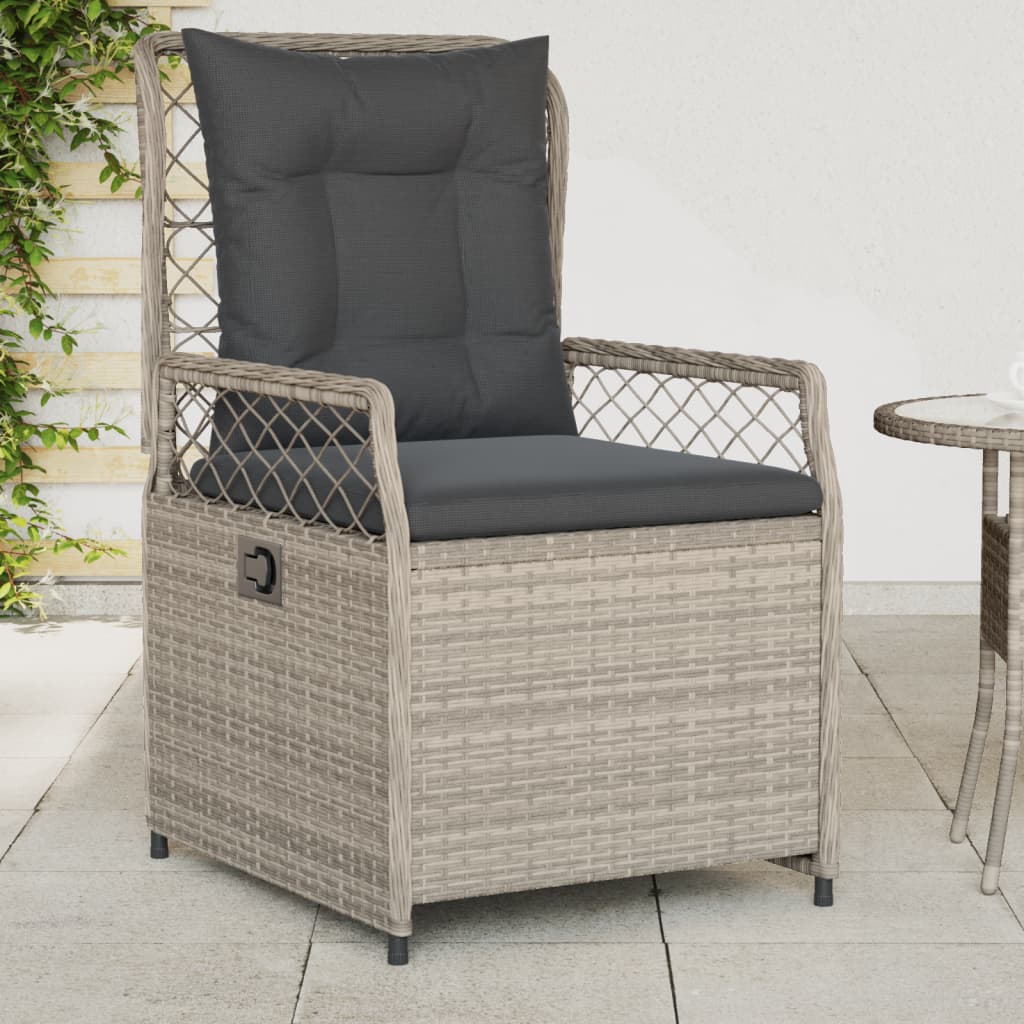 Sedie da Giardino Reclinabili 2 pz Grigio Chiaro Polyrattan | homemem39