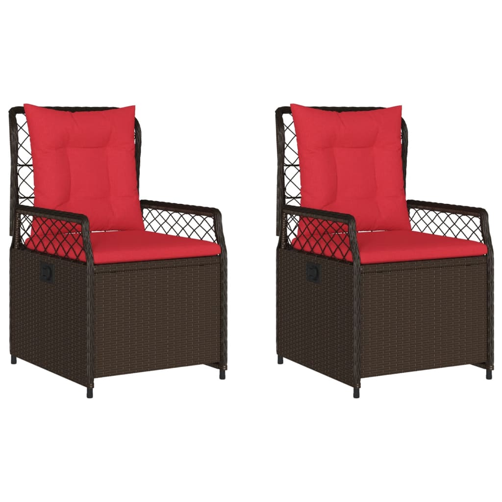 Sedie da giardino reclinabili 2 pz in Polyrattan Marrone | homemem39