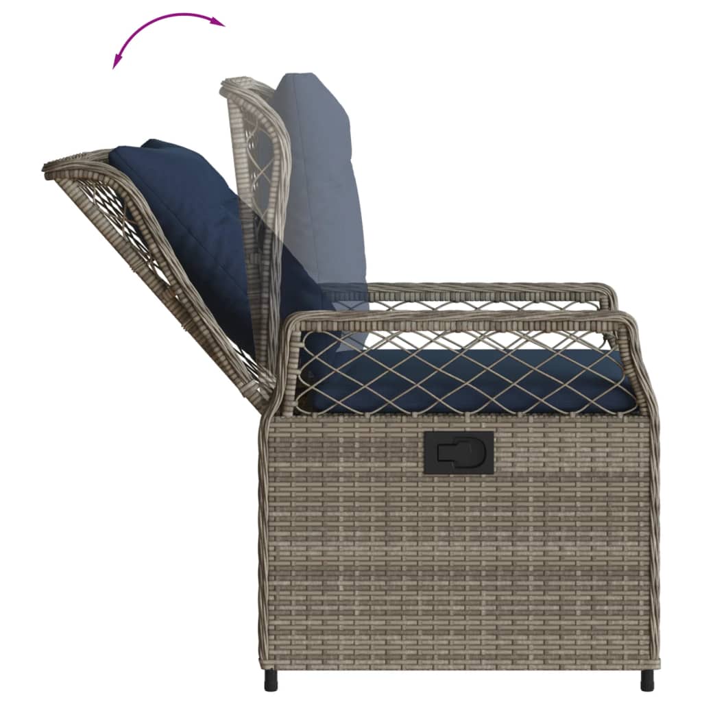 Sedie da giardino reclinabili 2 pz in Polyrattan Grigio | homemem39