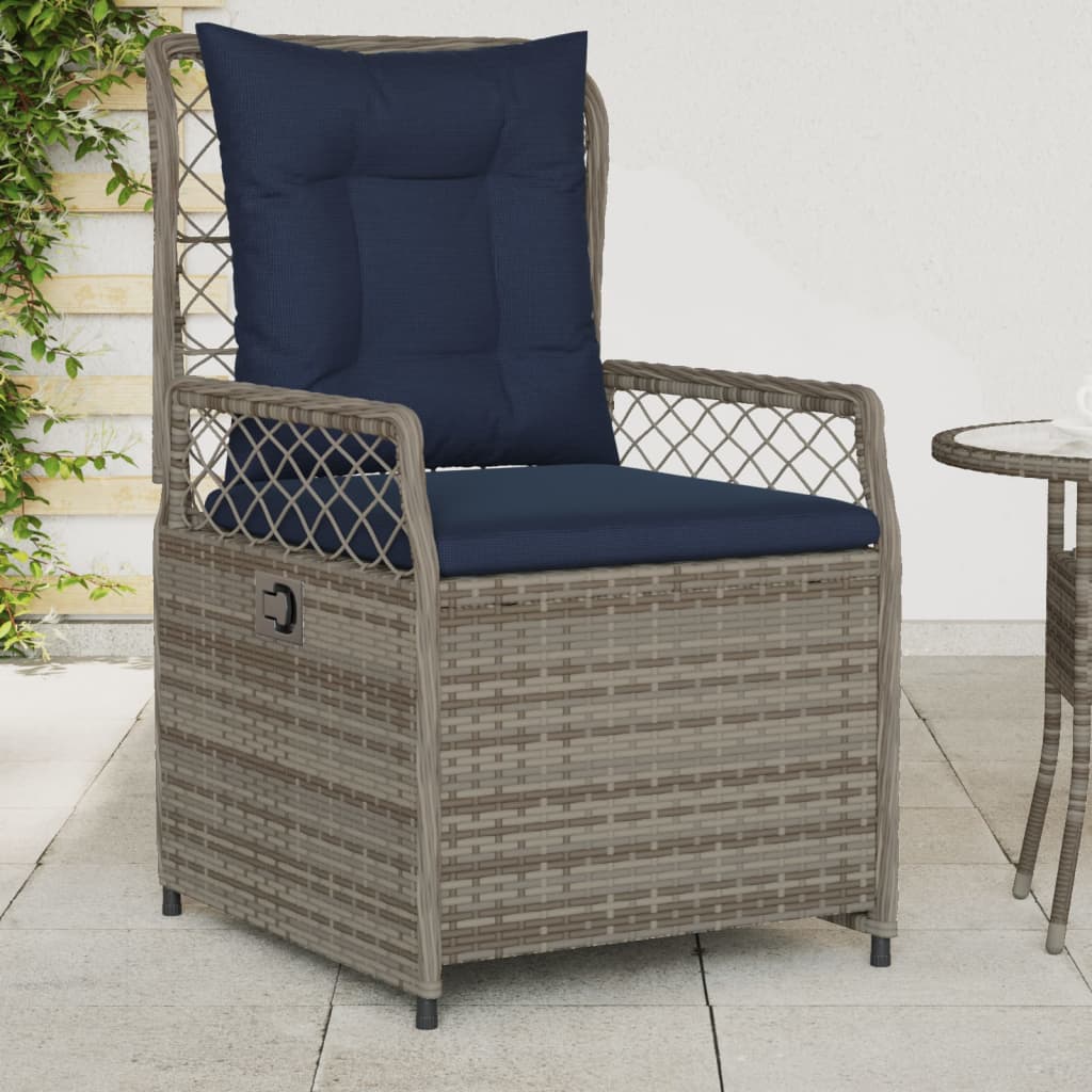 Sedie da giardino reclinabili 2 pz in Polyrattan Grigio | homemem39