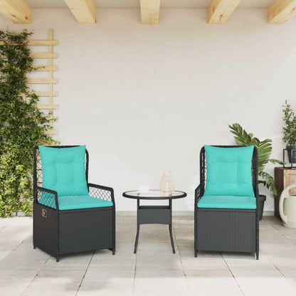 Sedie da giardino reclinabili 2 pz in Polyrattan Nero | homemem39