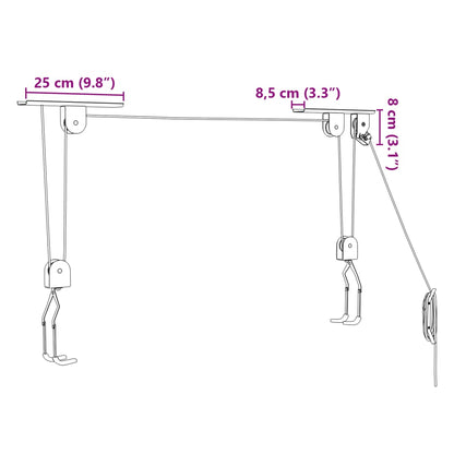 Sollevatori per Bici con Supporto a Soffitto 2 pz 20 kg