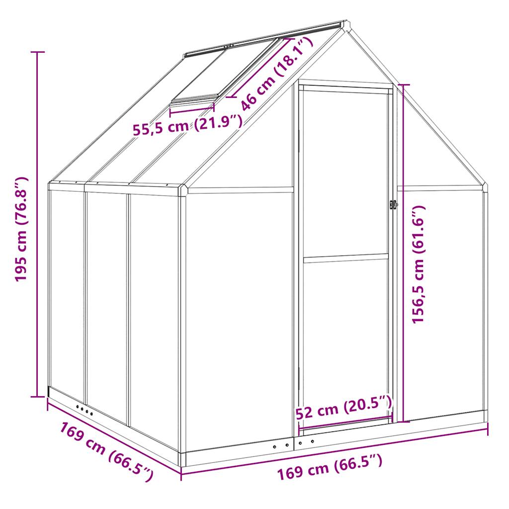 Telaio Serra con Base Antracite 169x169x195 cm in Alluminio - homemem39