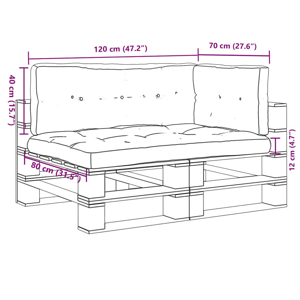 Cuscini per Pallet 3 pz Neri in Tessuto Oxford | homemem39