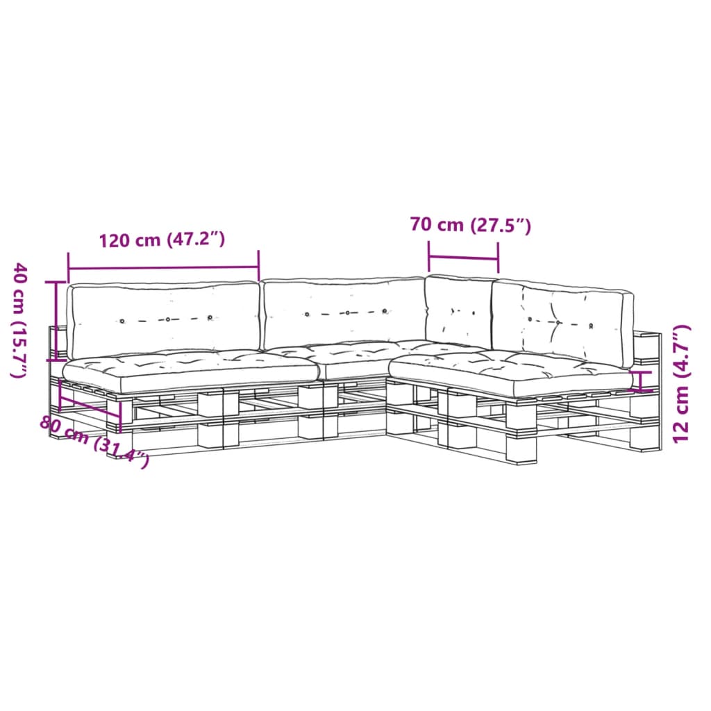 Cuscini per Pallet 7 pz Rossi in Tessuto | homemem39