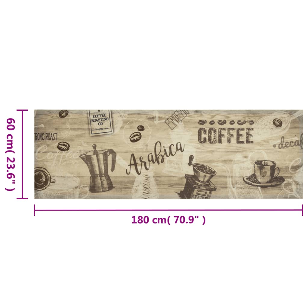 Tappeto da Cucina Lavabile Marrone Caffè 60x180 cm in Velluto - homemem39