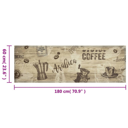 Tappeto da Cucina Lavabile Marrone Caffè 60x180 cm in Velluto - homemem39