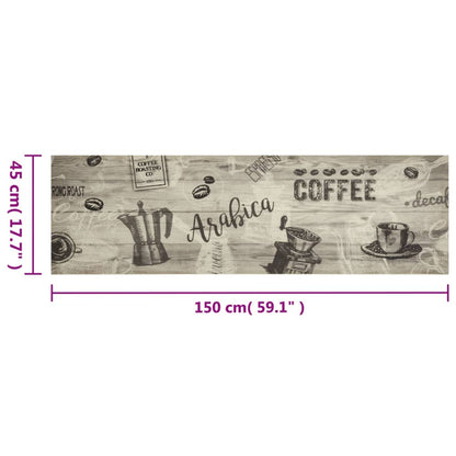 Tappeto da Cucina Lavabile Grigio Caffè 45x150 cm in Velluto | homemem39
