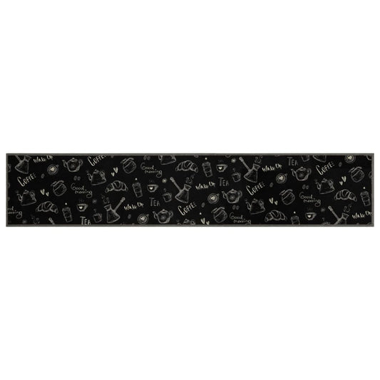 Tappeto da Cucina Lavabile Nero Mattutino 60x300 cm in Velluto | homemem39
