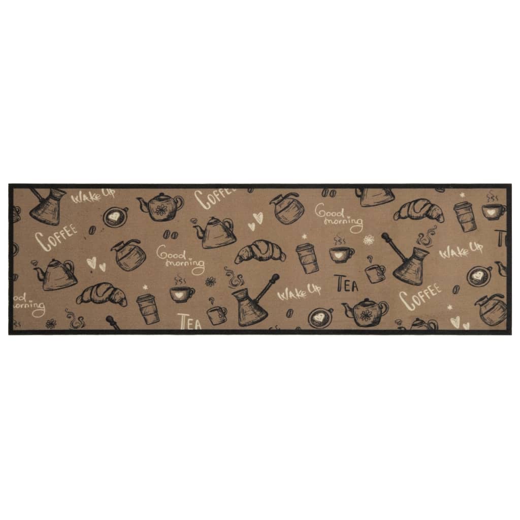 Tappeto da Cucina Lavabile Marrone Mattutino 45x150 cm Velluto - homemem39