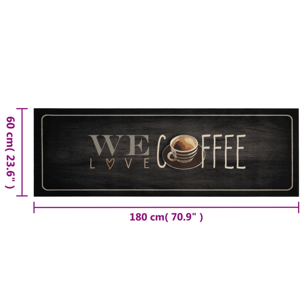 Tappeto da Cucina Lavabile Testo Caffè 60x180 cm in Velluto | homemem39