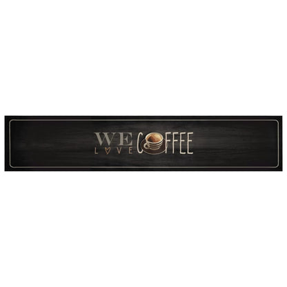 Tappeto da Cucina Lavabile Testo Caffè 60x300 cm in Velluto | homemem39