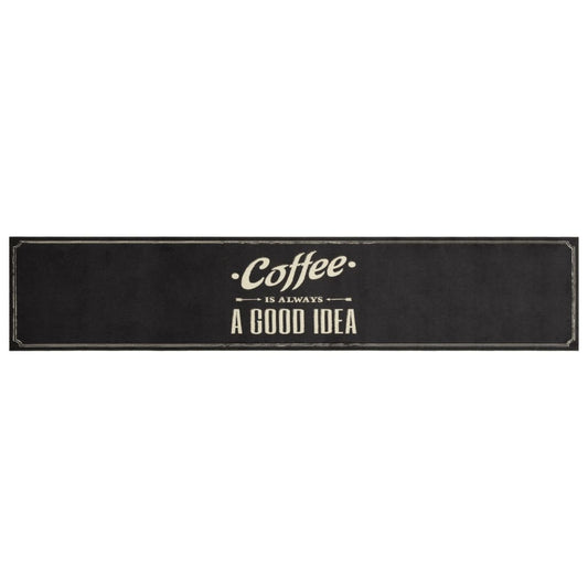 Tappeto da Cucina Lavabile Testo Caffè 60x300 cm in Velluto