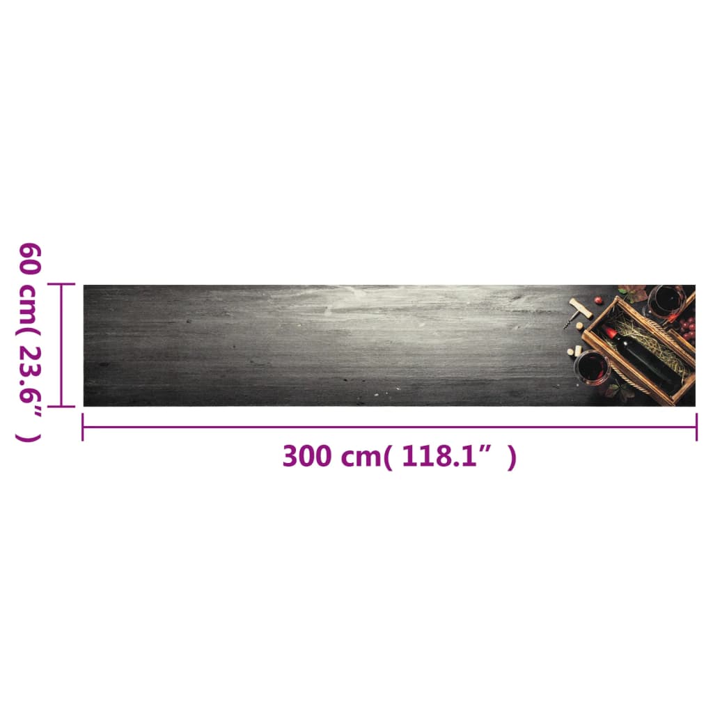 Tappeto da Cucina Lavabile Bottiglia Vino 60x300 cm in Velluto | homemem39