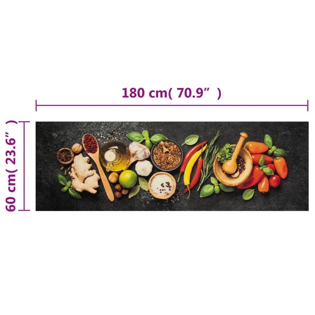 Tappeto da Cucina Lavabile Spezie 60x180 cm Velluto | homemem39