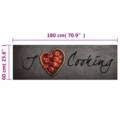 Tappeto da Cucina Lavabile Testo Cucinare 60x180 cm in Velluto - homemem39