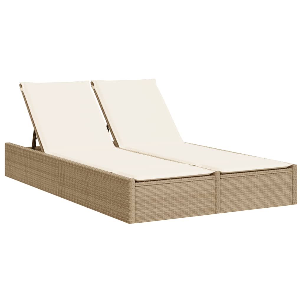 Lettino Prendisole con Cuscini Beige in Polyrattan - homemem39