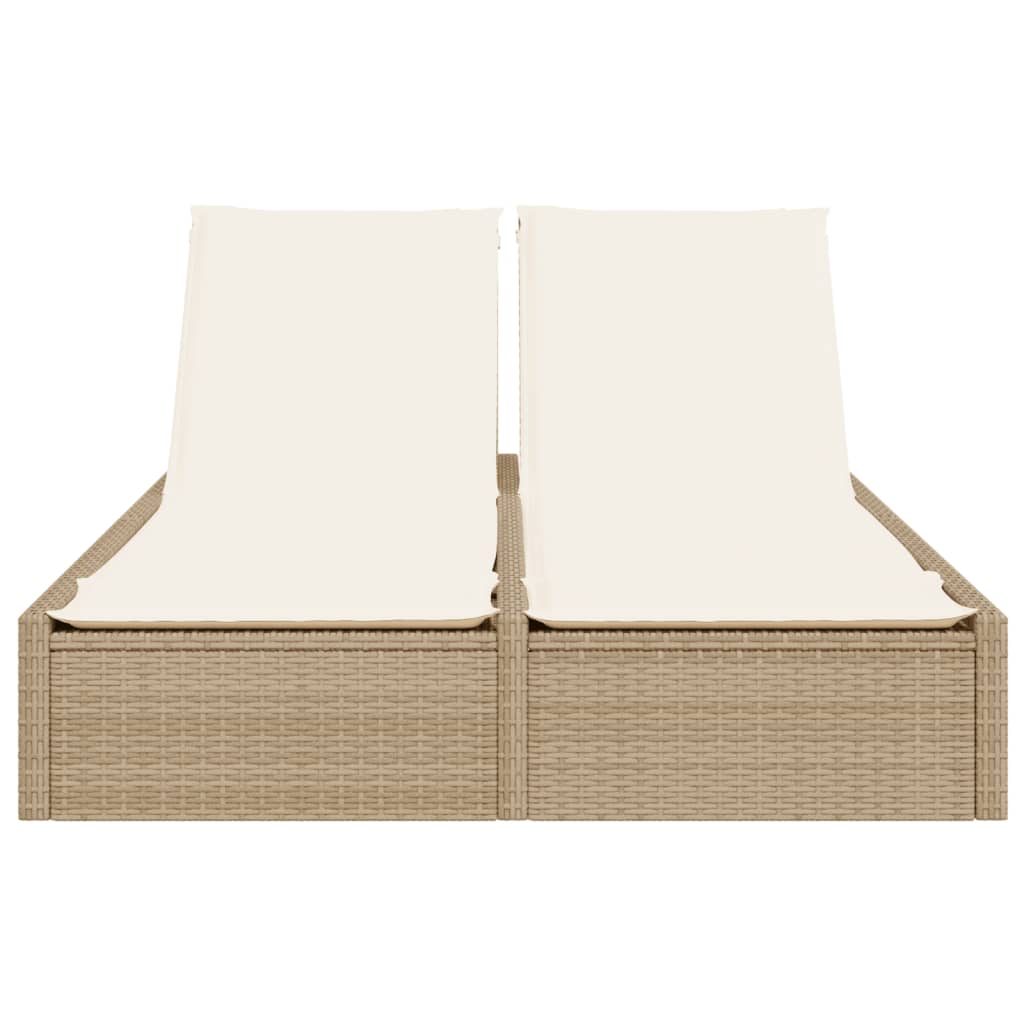 Lettino Prendisole con Cuscini Beige in Polyrattan - homemem39