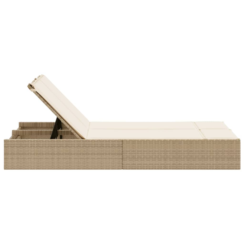 Lettino Prendisole con Cuscini Beige in Polyrattan - homemem39