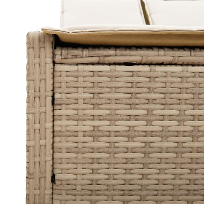 Lettino Prendisole con Cuscini Beige in Polyrattan