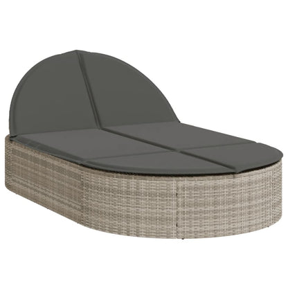 Lettino Prendisole Doppio con Cuscini Grigio Chiaro Polyrattan - homemem39