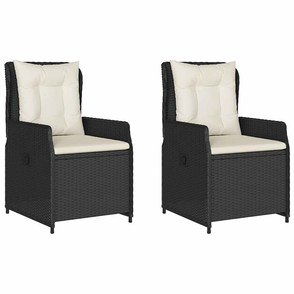 Sedie da Giardino Reclinabili 2 pz Nere in Polyrattan | homemem39