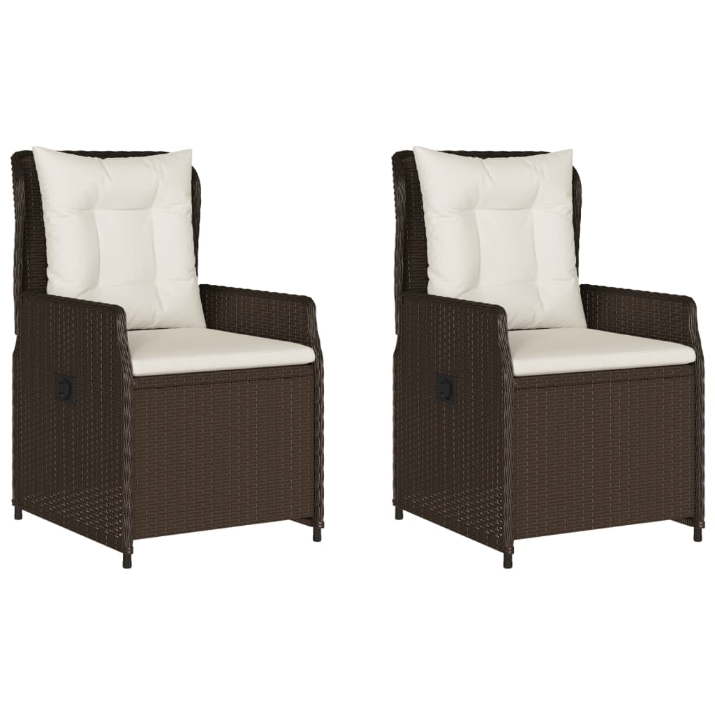 Sedie da Giardino Reclinabili 2 pz Marrone Polyrattan | homemem39