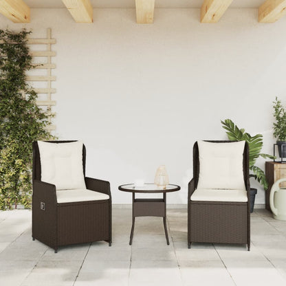 Sedie da Giardino Reclinabili 2 pz Marrone Polyrattan | homemem39