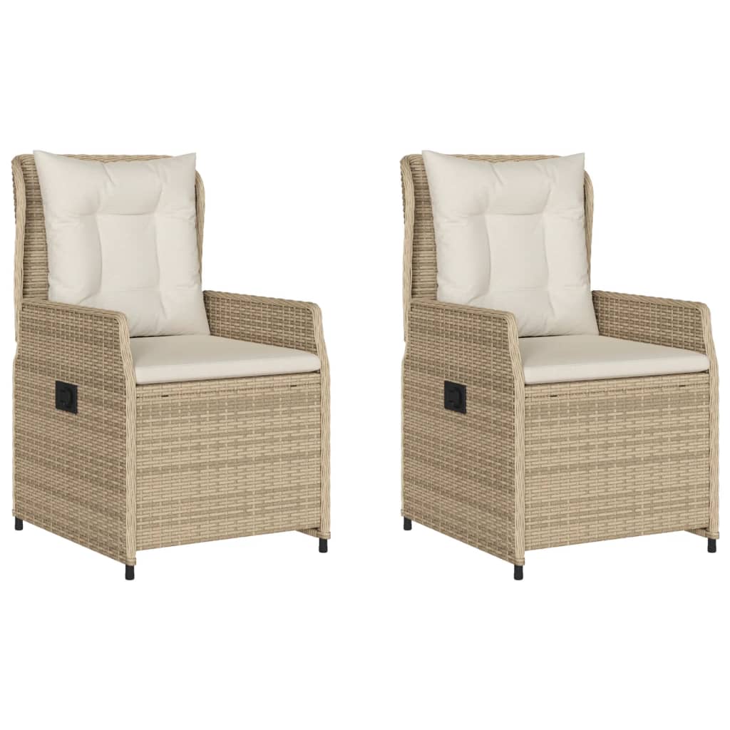 Sedie da Giardino Reclinabili 2 pz Beige Polyrattan - homemem39