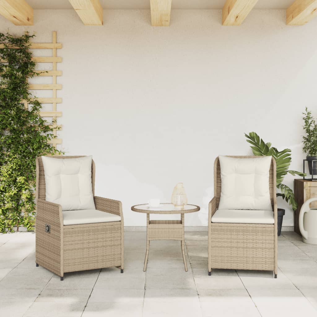 Sedie da Giardino Reclinabili 2 pz Beige Polyrattan - homemem39