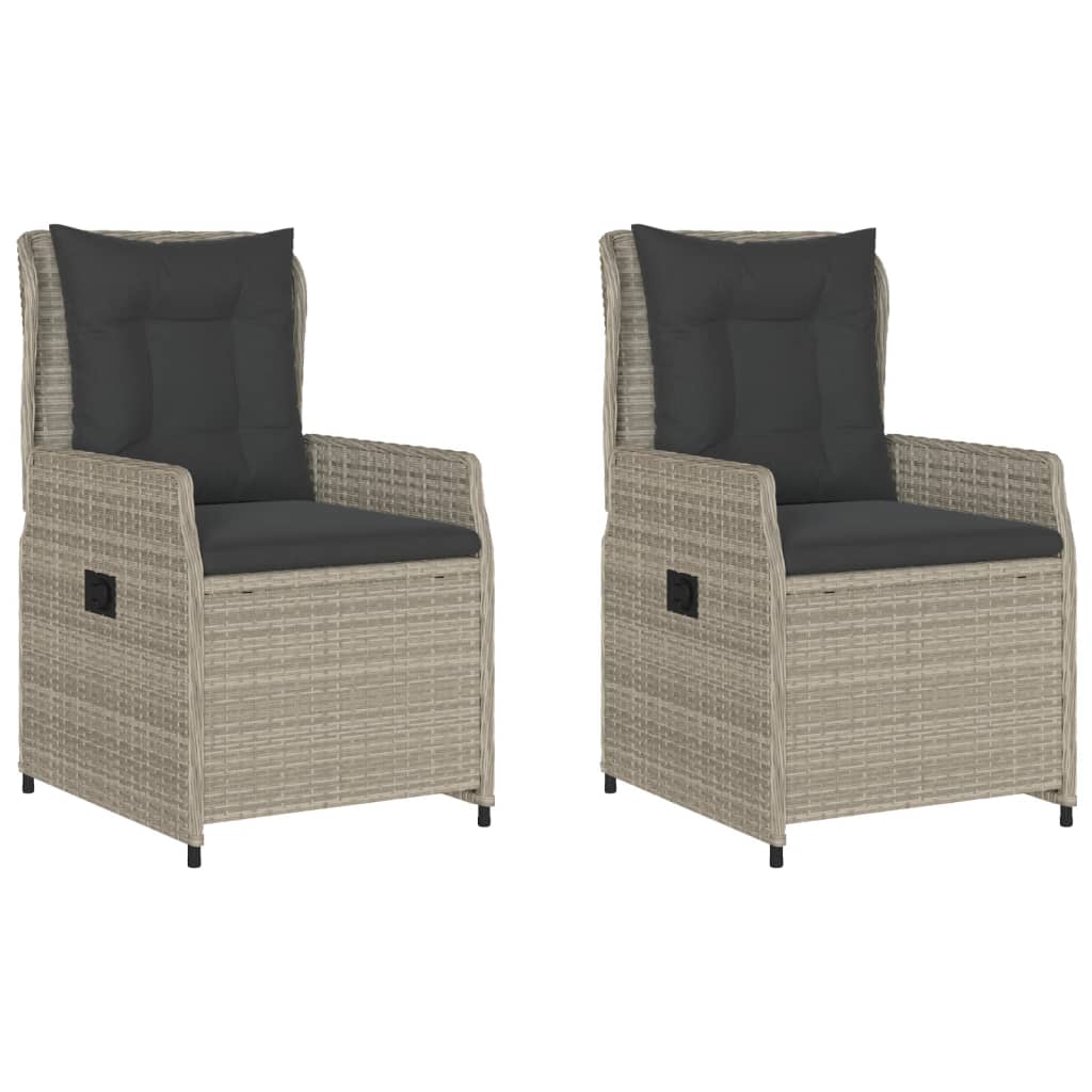 Sedie da Giardino Reclinabili 2 pz Grigio Chiaro Polyrattan | homemem39