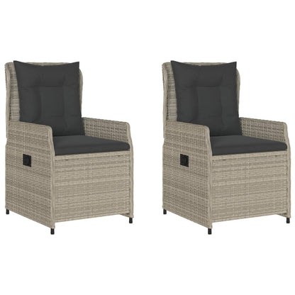 Sedie da Giardino Reclinabili 2 pz Grigio Chiaro Polyrattan | homemem39