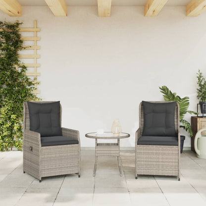 Sedie da Giardino Reclinabili 2 pz Grigio Chiaro Polyrattan | homemem39