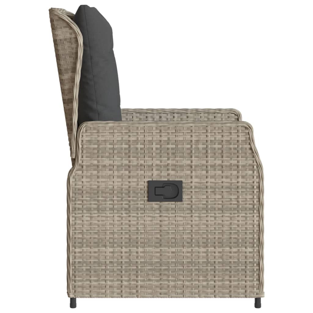 Sedie da Giardino Reclinabili 2 pz Grigio Chiaro Polyrattan | homemem39