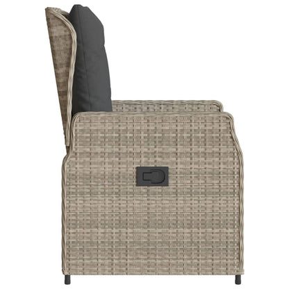 Sedie da Giardino Reclinabili 2 pz Grigio Chiaro Polyrattan - homemem39